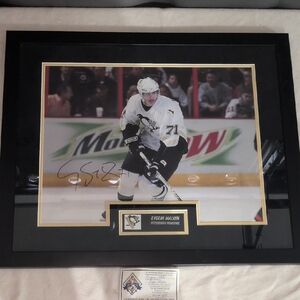 Framed Black and Gold Hockey Memorabilia